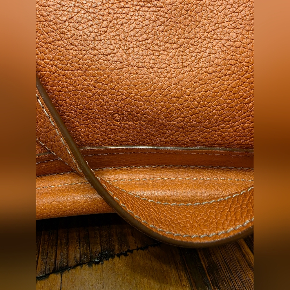 🧡 Authenticated Chloé Paraty Medium Satchel Bag in Orange Leather Suntan - Picture 7 of 16